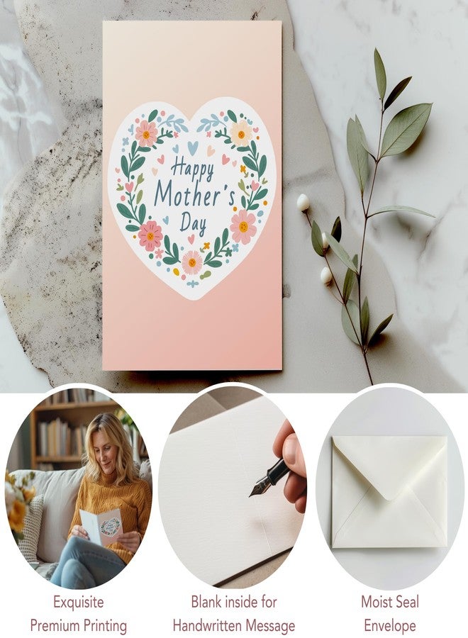 Paper Play Mother's Day Card - Premium Mothers Day Card with Envelope, Floral Heart Design Greeting Card 4 x 6 Inches - Image 4