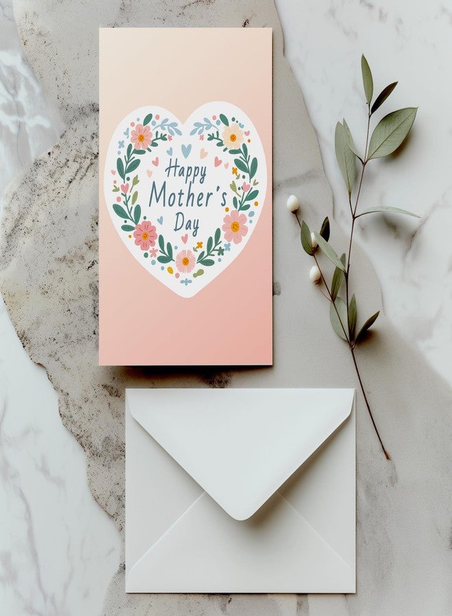 Paper Play Mother's Day Card - Premium Mothers Day Card with Envelope, Floral Heart Design Greeting Card 4 x 6 Inches - Image 2