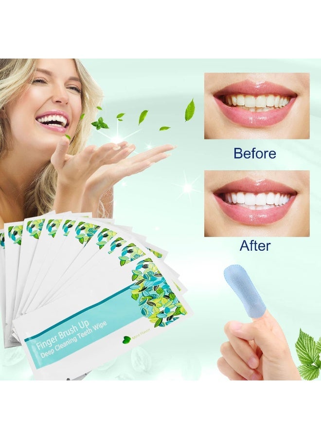 EZGO 100pcs Deep Cleaning Teeth Wipes Finger Brush Teeth Wipes Oral Brush Ups Latex Free Mint Flavor - Image 2
