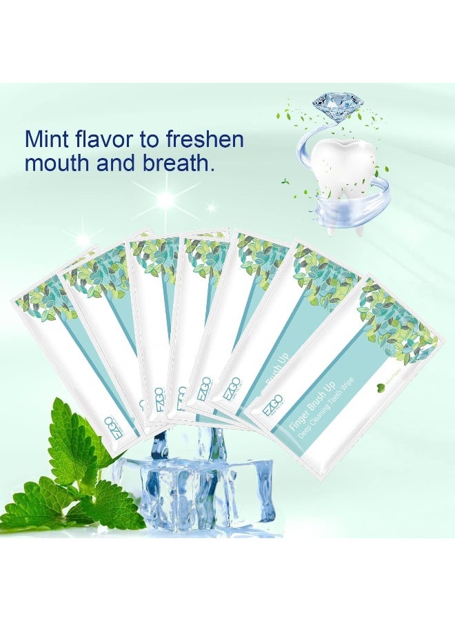 EZGO 100pcs Deep Cleaning Teeth Wipes Finger Brush Teeth Wipes Oral Brush Ups Latex Free Mint Flavor - Image 3