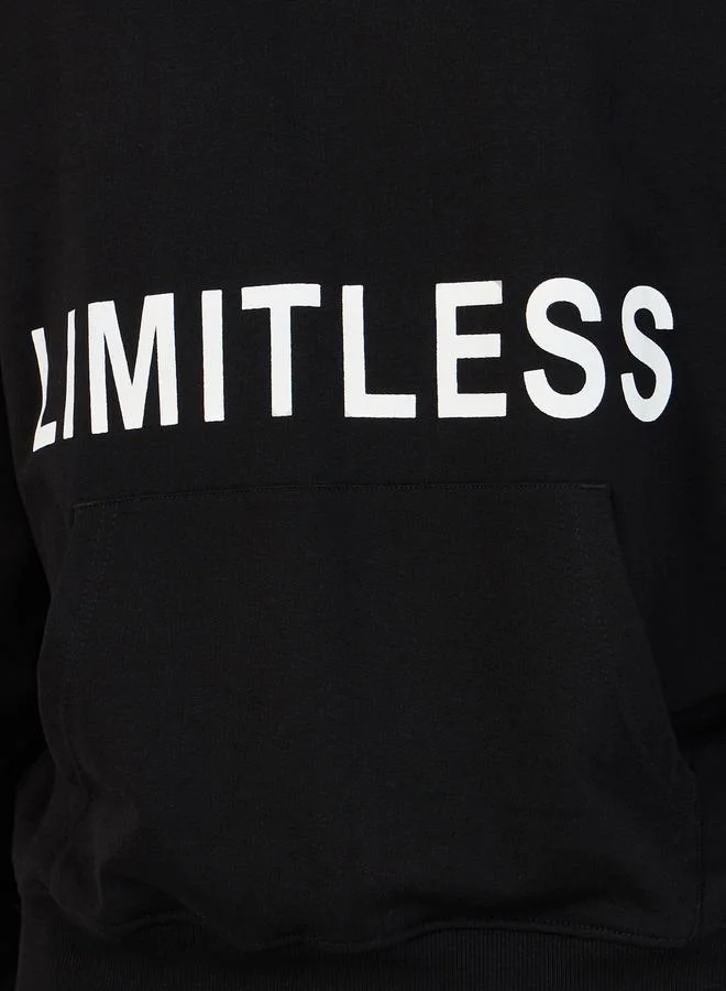 Styli Oversized Text Print Fleece Hoodie & Jogger Co-Ords