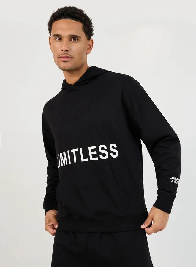 Styli Oversized Text Print Fleece Hoodie & Jogger Co-Ords