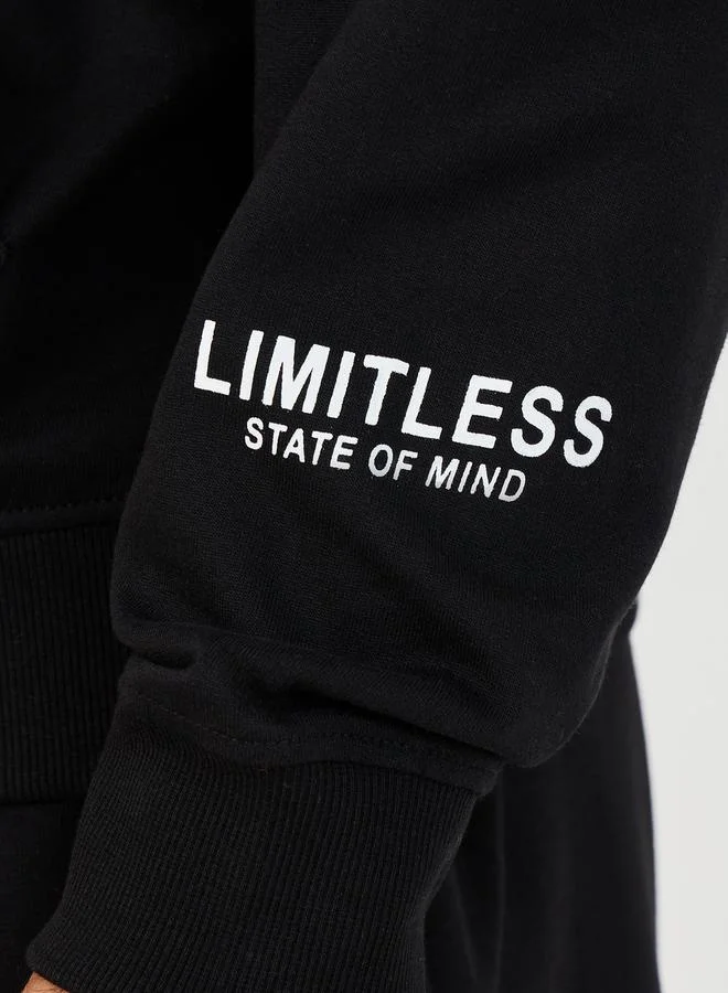 Styli Oversized Text Print Fleece Hoodie & Jogger Co-Ords
