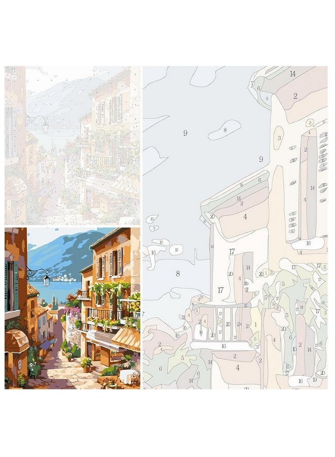 HASTHIP® DIY Paint by Numbers Kit for Adults, Pre-Framed European Town Scenery Canvas with Acrylic Paints & Brushes, Beginner-Friendly Art Kit for Wall Decor & Gift, Home DIY Oil Painting, 16x20 Inch - Image 5
