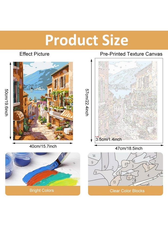 HASTHIP® DIY Paint by Numbers Kit for Adults, Pre-Framed European Town Scenery Canvas with Acrylic Paints & Brushes, Beginner-Friendly Art Kit for Wall Decor & Gift, Home DIY Oil Painting, 16x20 Inch - Image 4