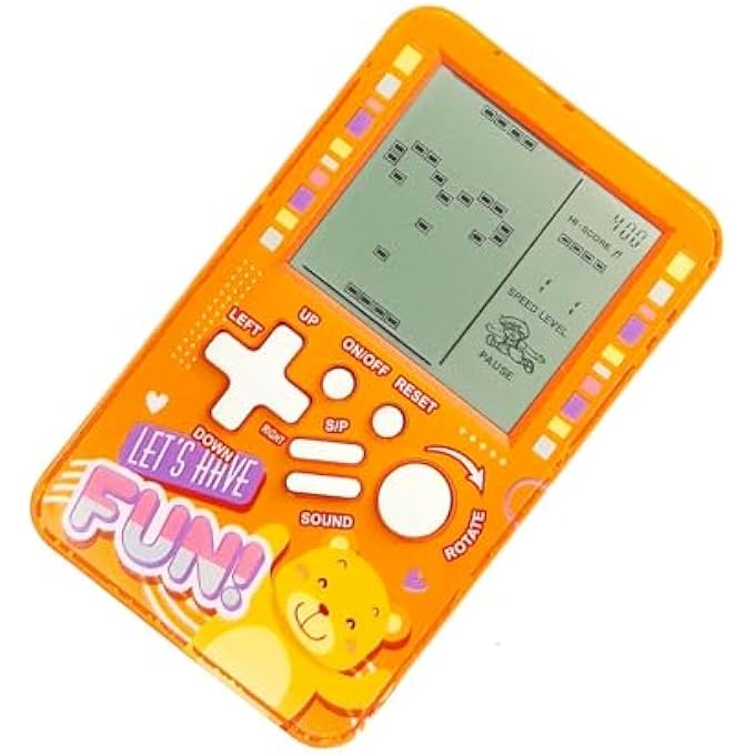 GAME CONSOLE POKET BLOCK RETRO BRICK GAMES BUILT-IN ELECTRONIC GAME PORTABLE GAME MACHINE PLAYER GAME DEVICE GIRLS AND BOYS (ORANGE) - Image 1