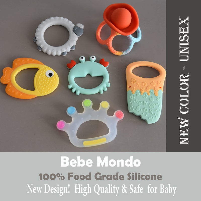 Bebe Mondo Teething Toys 3-6 Months, Teethers for Babies 3-6 6-12 Months for Teething Relief, Baby Teether Teething Toys 100% Silicone, Newborn Infant Sensory Baby Toys 0-6 Months,bebe mondo (Crab) - Image 4