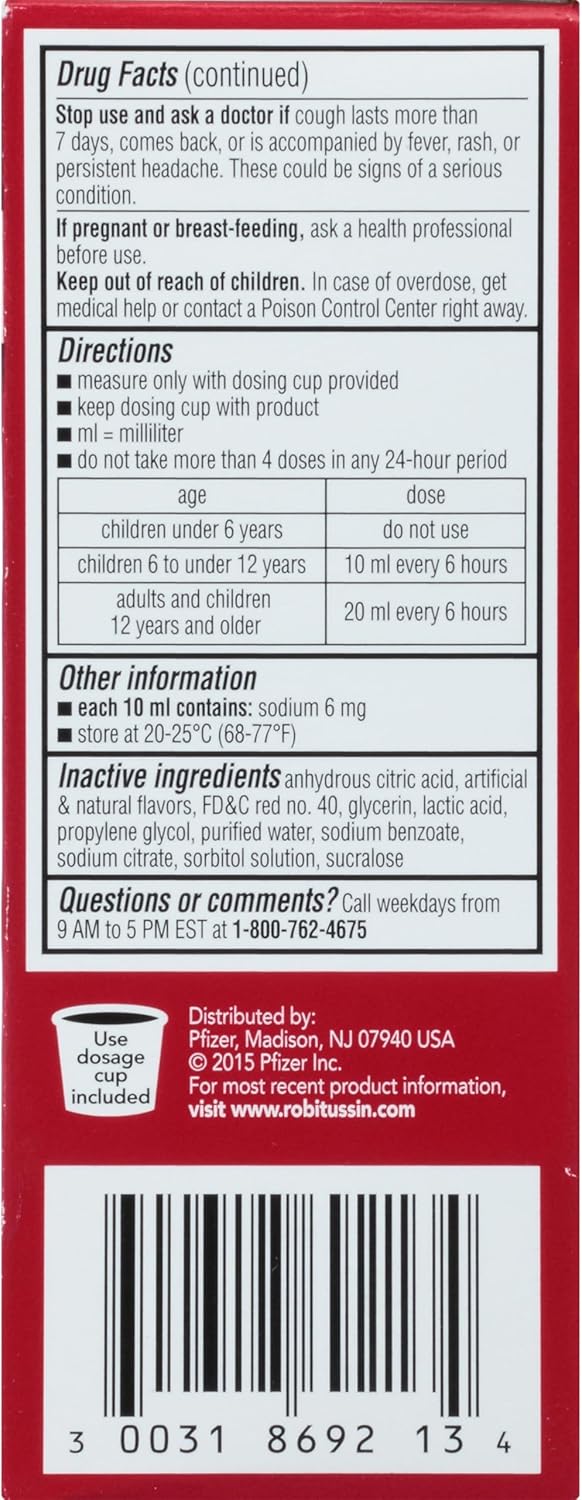 Robitussin Nighttime Cough LongActing DM Cough Medicine for Kids Fruit Punch Flavor  4 Fl Oz Bottle - Image 5