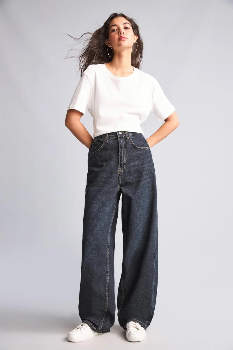 Defacto  High Waist Washed Black Baggy Jeans for Women | Best Price UAE