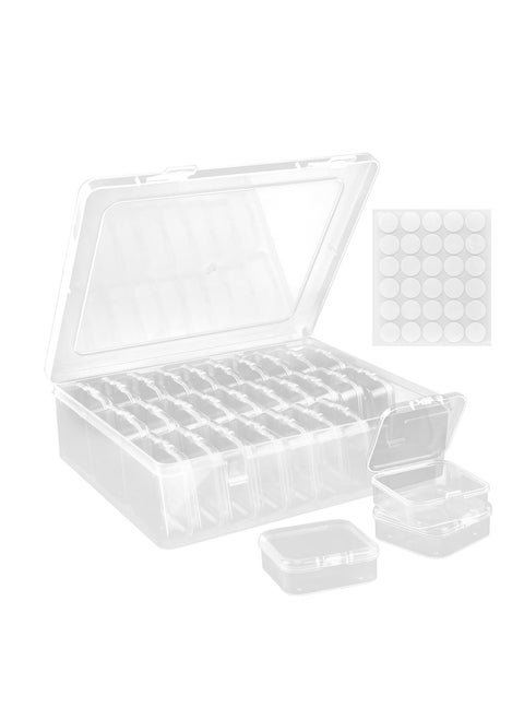 30pcs Small Bead Organizer Box Clear Rectangles Bead Storage Containers with Lids Plastic Craft Storage Box Bead Cases Mini Small Parts Organizer for Jewelry Nail Screws Seeds(Color:Clear)