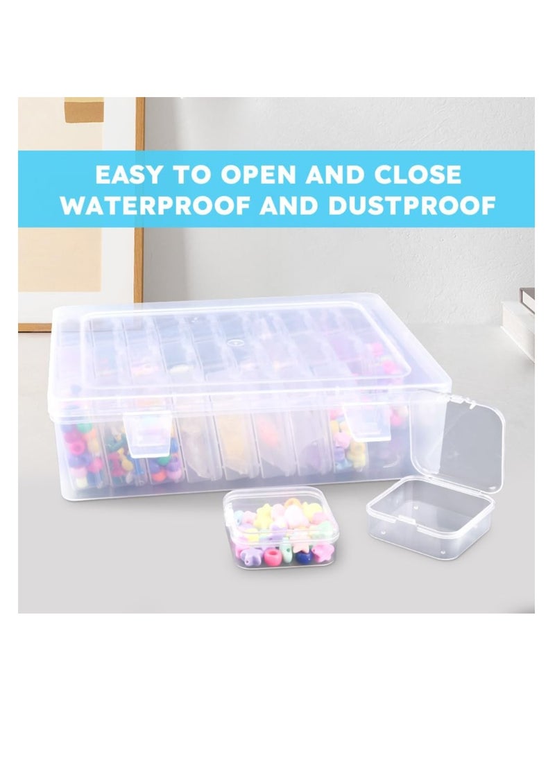 PUXING - 30pcs Small Bead Organizer Box Clear Rectangles Bead Storage Containers with Lids Plastic Craft Storage Box Bead Cases Mini Small Parts Organizer for Jewelry Nail Screws Seeds(Color:Clear) - Image 1
