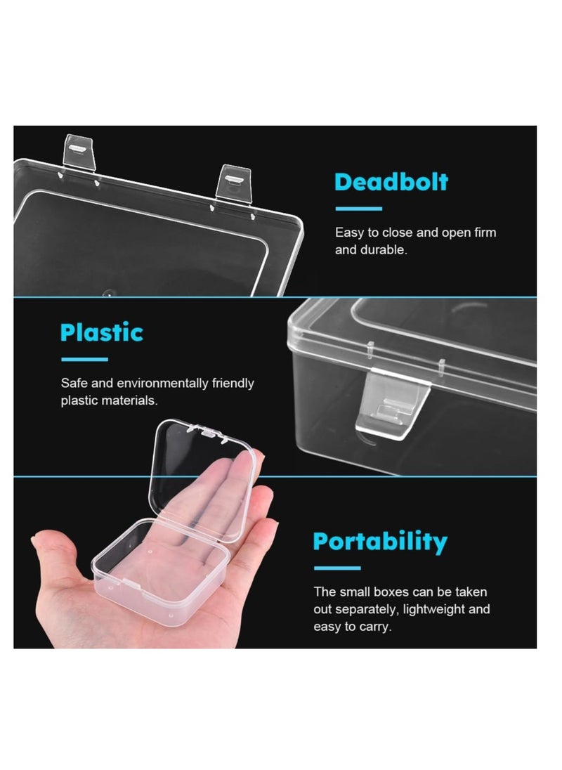 PUXING - 30pcs Small Bead Organizer Box Clear Rectangles Bead Storage Containers with Lids Plastic Craft Storage Box Bead Cases Mini Small Parts Organizer for Jewelry Nail Screws Seeds(Color:Clear) - Image 1
