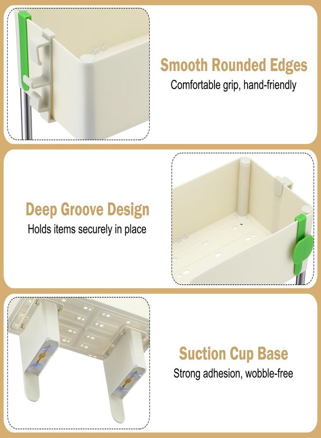 Acellegic Over Toilet Storage Rack, 2-Tier Bathroom Organizer Shelf with Elevated Guardrail Non-Slip Suction Cups, No Drill Installation, Large Capacity Stand for Shampoo, Soap, Towels (Beige) - Image 4