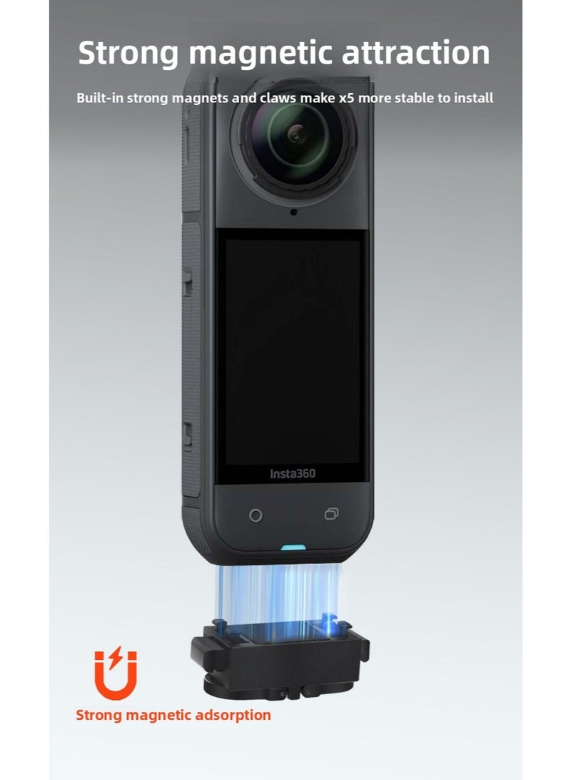 Compatible with Insta360 X5 Aluminum Alloy Quick Release Magnetic Base – Lightweight Mounting Adapter with Anti-Vibration Pad for Panoramic Camera Shooting - Image 2