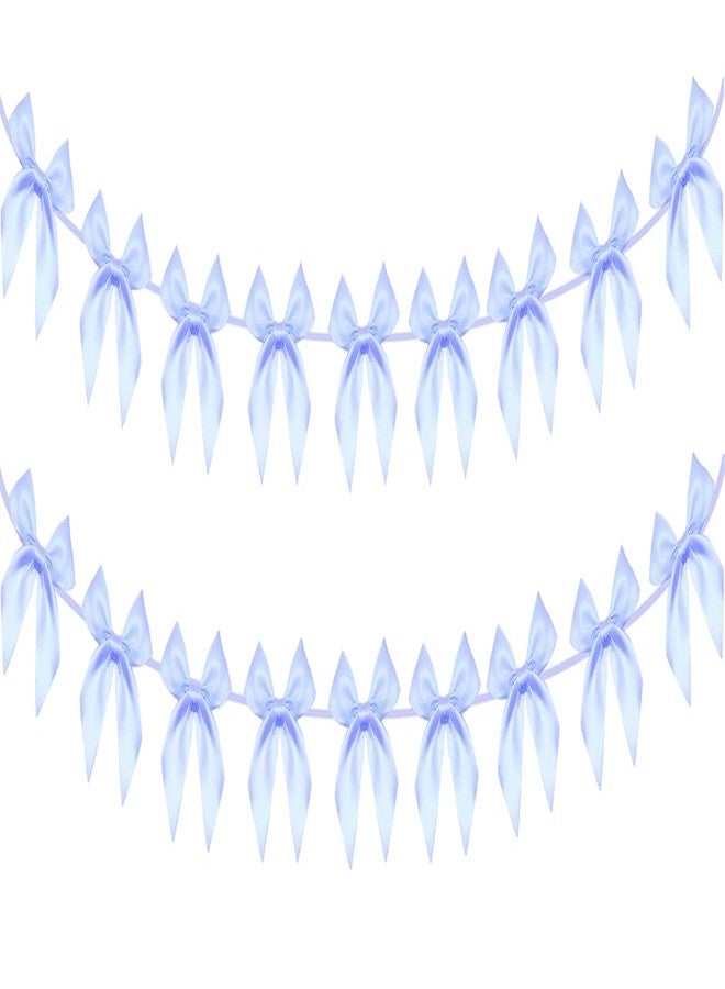 Haptda 2pcs Bow Garland Banner, Ribbon Bow Party Decorations for Baby Shower Girls Bow Coquette Birthday Party Decor (Blue) - Image 1