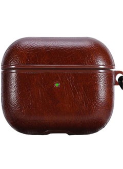 Generic Leather Case for AirPods Pro, AirPods Case Protective Case with Hook Black Headphones PU Case (LED Visible) (Supports Wireless Charging) for Apple AirPods Pro/Pro 2 - Dark Brown  - Image 1