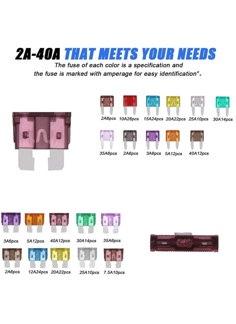 SYOSI - Car Blade Fuse Standard Fuses for Auto Fuses Replacement Assorted Auto Truck Car Standard Blade Fuses with Fuse Extractor Car Blade Fuse Standard Fuses Blade Fuse Assortment Set - Image 1