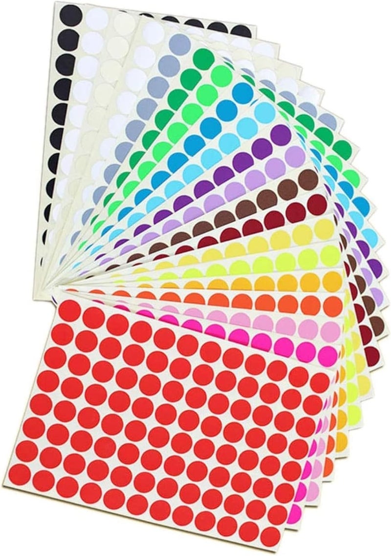 ECVV Round Dot Sticker, 1920Pcs Color Self Adhesive Coding Stickers Labels For Coloring Marking Organizing, 20 Sheets - Image 1