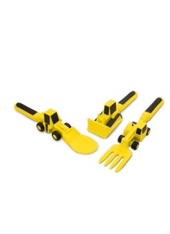 Eazy Kids Eazy Kids Spoon, Fork & Pusher - Yellow, Truck, 3Pcs  - Image 3