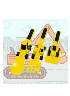 Eazy Kids Eazy Kids Spoon, Fork & Pusher - Yellow, Truck, 3Pcs  - Image 4