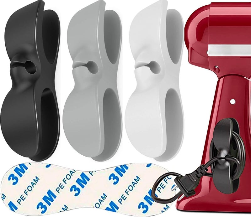 AFunCrafter Cord Organizer for Kitchen Appliances - 3 PCS Stick On Cable Wrapper Holder Winder Keeper, Power Wire Management Wrap Hook Clip for Kitchenaid Mixer, Home Gadget Accessories - Image 1