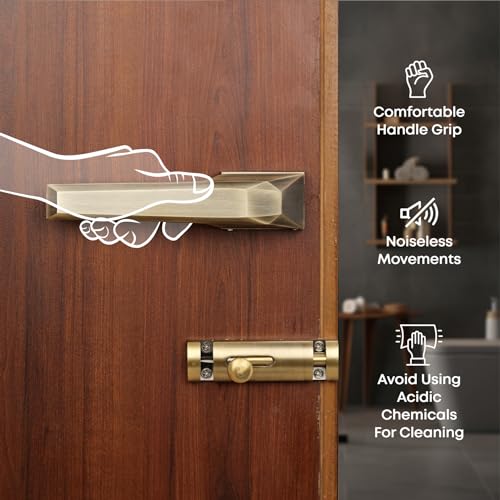 LAPO Door Lock with Pull Handle | 45x45 Lock Body | Brass Latch | Keyless Function | Compatible with Left Right Doors | Supports 30–50mm Thickness | Antique Finish | 3 Years Warranty | Ro-125 - Image 5