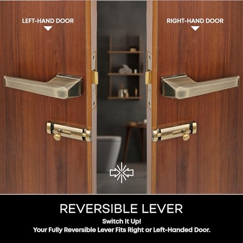 LAPO Door Lock with Pull Handle | 45x45 Lock Body | Brass Latch | Keyless Function | Compatible with Left Right Doors | Supports 30–50mm Thickness | Antique Finish | 3 Years Warranty | Ro-125 - Image 4