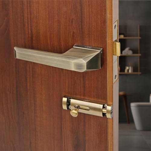 LAPO Door Lock with Pull Handle | 45x45 Lock Body | Brass Latch | Keyless Function | Compatible with Left Right Doors | Supports 30–50mm Thickness | Antique Finish | 3 Years Warranty | Ro-125 - Image 1