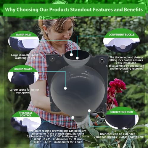 HASTHIP® 6 Pcs Plant Rooting Ball - Plant Root Grow Box, Reusable Plant Rooting Grow Propagation Ball - Garden Grafting Tools for Indoor/Outdoor Plants - Plastic Plant Propagation Ball (3 Size/S M L) - Image 2