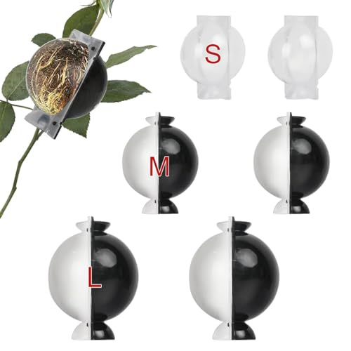 HASTHIP® 6 Pcs Plant Rooting Ball - Plant Root Grow Box, Reusable Plant Rooting Grow Propagation Ball - Garden Grafting Tools for Indoor/Outdoor Plants - Plastic Plant Propagation Ball (3 Size/S M L) - Image 1