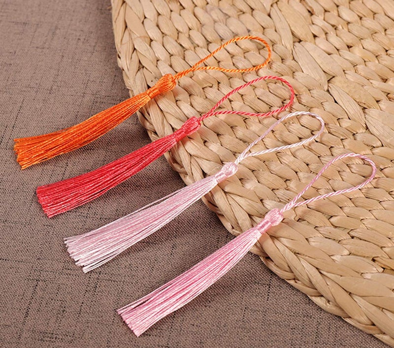 VEYLIN 100Pcs Small Craft Tassels, Handmade Mini Silky Bookmark Tassel with Loop for Jewelry Making - Image 5
