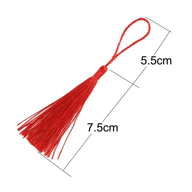 VEYLIN 100Pcs Small Craft Tassels, Handmade Mini Silky Bookmark Tassel with Loop for Jewelry Making - Image 4