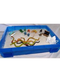 بلاي ثيرابي سابلاي صينية رمل محمولة صغيرة سعة 4 لتر مع غطاء من PlayTherapySupply، لون أزرق  - Image 3