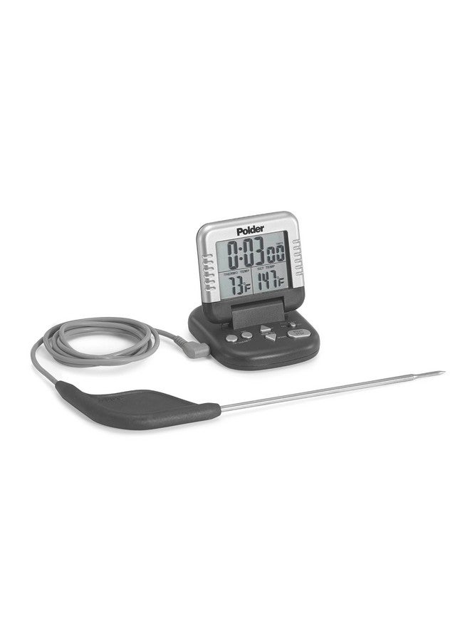 Polder Classic Digital Thermometer and Timer, Meat Thermometer for Cooking, Stainless Steel Probe, 24-Hour Countdown Timer with 40" Long, High-Heat Silicone Cord - Image 1