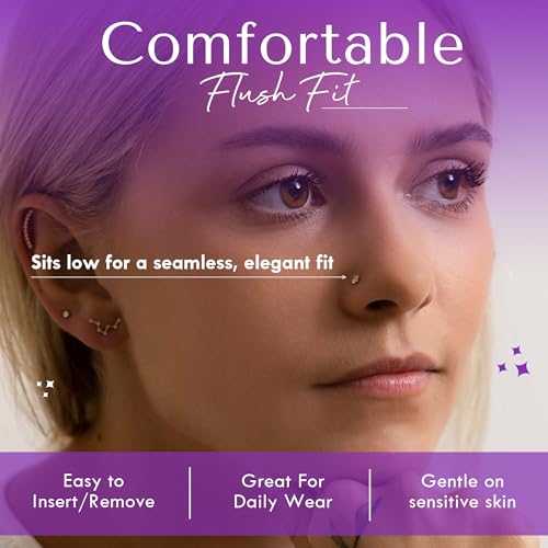 FreshTrends خاتم أنف ماسي من فريش تريندز – 20G 1.5mm (0.015 قيراط) خاتم أنف حقيقي – خاتم أنف من الذهب الحقيقي عيار 14 قيراط بتصميم لولبي – مصنوع في الولايات المتحدة الأمريكية خاتم أنف للنساء - Image 4
