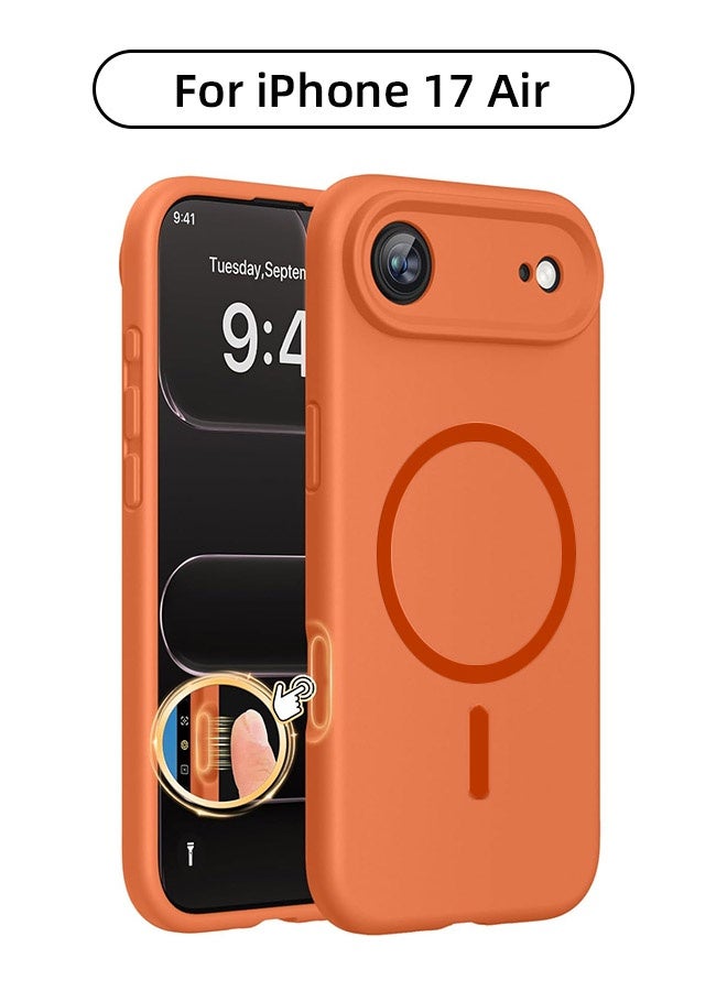 Magnetic Case for iPhone 17 Air, [MagSafe Compatible][All-Round Protection][With Camera Control Cover][Four-Layer Structure] Nano-Smooth Liquid Silicone Drop Protection Phone Case for iPhone 17 Air 6.5 inch, Orange - Image 1