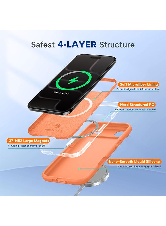 Magnetic Case for iPhone 17 Air, [MagSafe Compatible][All-Round Protection][With Camera Control Cover][Four-Layer Structure] Nano-Smooth Liquid Silicone Drop Protection Phone Case for iPhone 17 Air 6.5 inch, Orange - Image 5