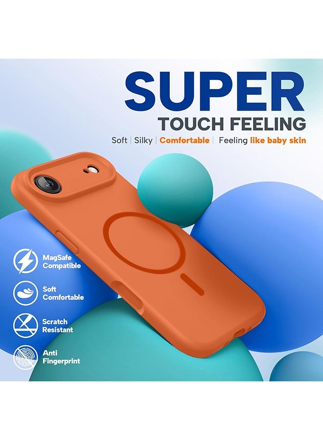 Magnetic Case for iPhone 17 Air, [MagSafe Compatible][All-Round Protection][With Camera Control Cover][Four-Layer Structure] Nano-Smooth Liquid Silicone Drop Protection Phone Case for iPhone 17 Air 6.5 inch, Orange - Image 2