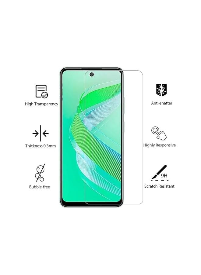 PROMASS [1+2pcs] Compatible for infinix SMART 8 Case & Screen Protector, Plating TPU Soft [Tempered Glass] Cover with 360 Degree Cover Anti-Scratch Anti -Collision (Black) - Image 3