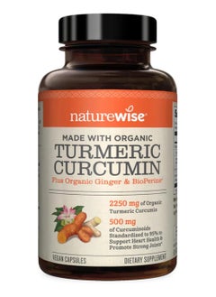 NatureWise Curcumin Turmeric 2250mg | 95% Curcuminoids & BioPerine Black Pepper Extract | Advanced Absorption for Joint Support [2 Month Supply - 180 Count]
