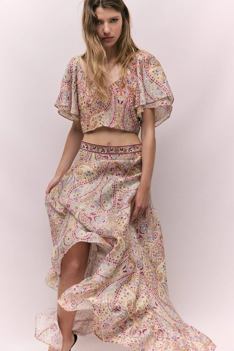 H&M Linen-blend maxi skirt