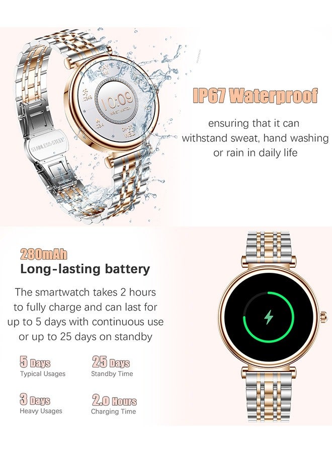 RollsTimi  Fashion Diamond Smart Watch for Women 1.27" HD Touch Screen Sports Fitness Tracker with Heart Rate Waterproof Smartwatch Compatible with Android iOS - Image 4
