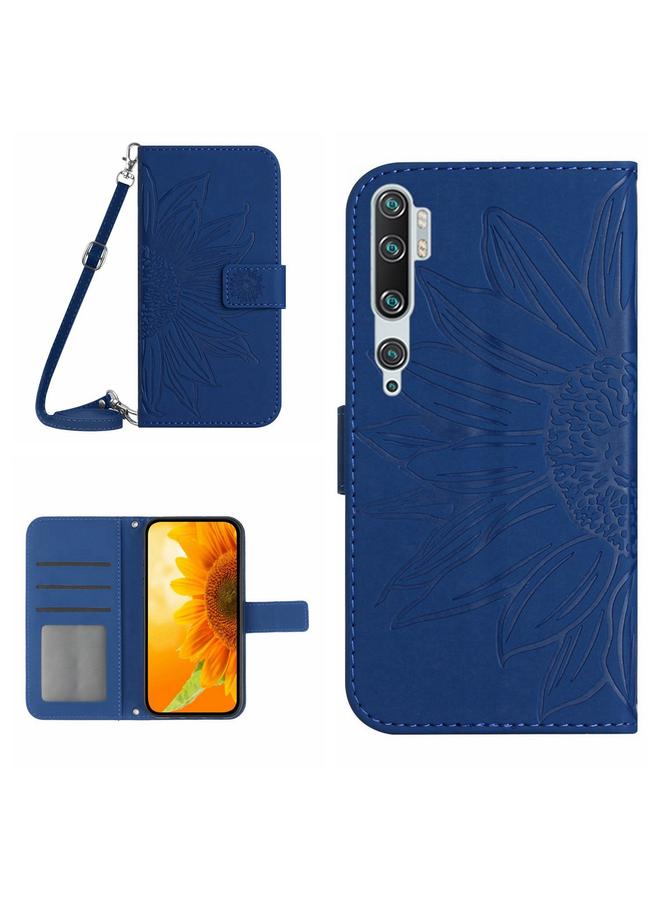 The Bros Case For Xiaomi Mi Note 10 / Note 10 Pro / CC9 Pro Skin Feel Sun Flower Pattern Flip Leather Phone Case with Lanyard