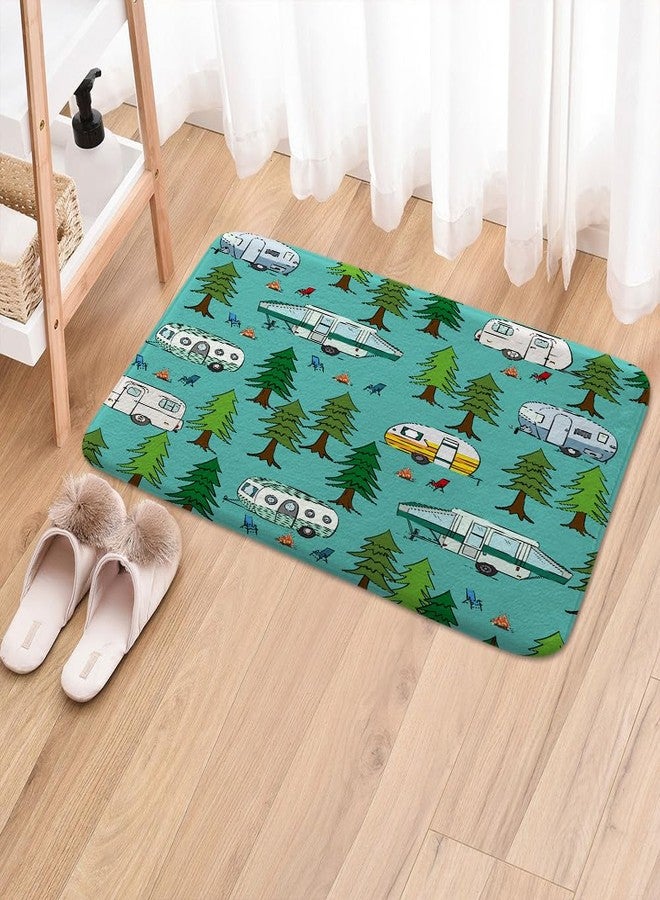 JAWO Happy Camper Bath Mat for Camper Trailer Camping Bathroom, Retro RV Camper Travel Trailers Forest Non-Slip Doormat Bath Rug, Entrance Rug for Front Door Kitchen Floor Bath Tub Bedroom 16x24 Camper Rug - Image 4