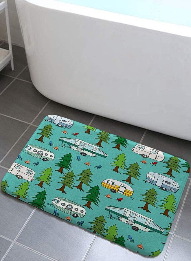 JAWO Happy Camper Bath Mat for Camper Trailer Camping Bathroom, Retro RV Camper Travel Trailers Forest Non-Slip Doormat Bath Rug, Entrance Rug for Front Door Kitchen Floor Bath Tub Bedroom 16x24 Camper Rug - Image 5