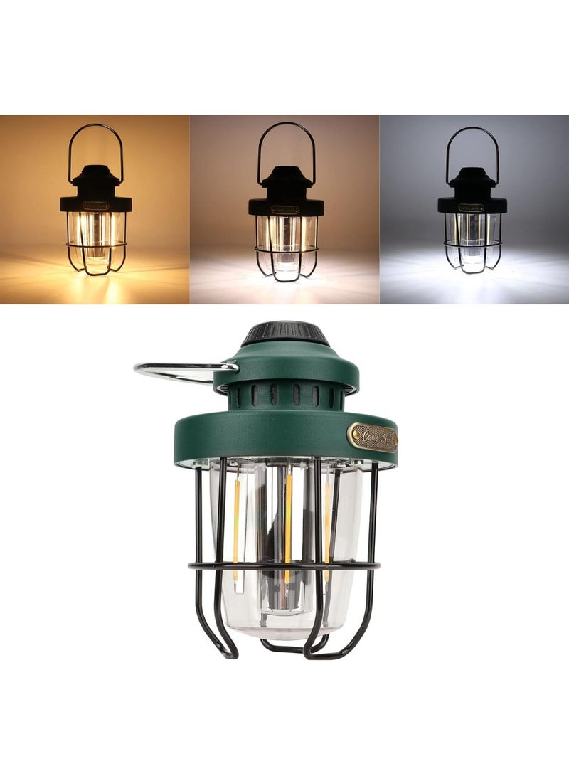 كامب فانوس تخييم LED معدني عتيق خارجي | قابل لإعادة الشحن | تركيب دوار قابل للتعتيم | مقاوم للماء IPX4 | مقاوم للكسر | مناسب للمغامرات الخارجية والمشي لمسافات طويلة وصيد الأسماك وأضواء الخيام الليلية | مناسب للقراءة، مع ظل واقٍ ومشبك تعليق. - Image 4
