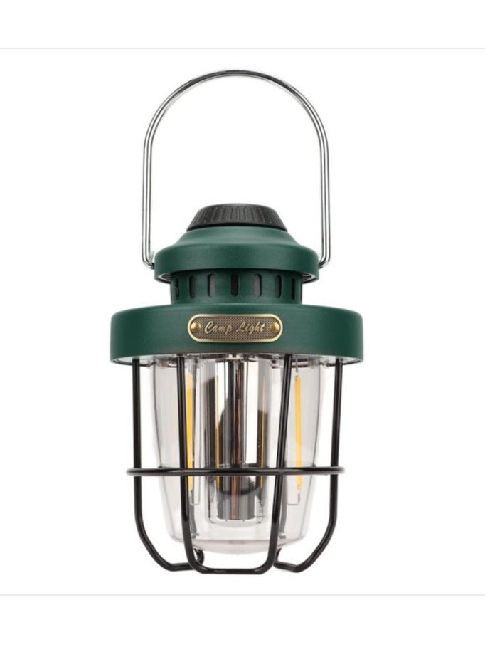 كامب فانوس تخييم LED معدني عتيق خارجي | قابل لإعادة الشحن | تركيب دوار قابل للتعتيم | مقاوم للماء IPX4 | مقاوم للكسر | مناسب للمغامرات الخارجية والمشي لمسافات طويلة وصيد الأسماك وأضواء الخيام الليلية | مناسب للقراءة، مع ظل واقٍ ومشبك تعليق. - Image 2