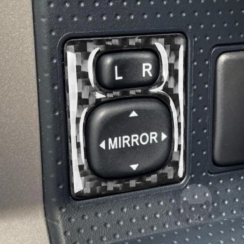PJFUS Real Soft Black Carbon Fiber Car Driver Side Rearview Mirror Control Button Panel Frame Trim Sticker Auto Premium Interior Accessories Compatible with Toyota FJ Cruiser 2007-2021 - Image 3