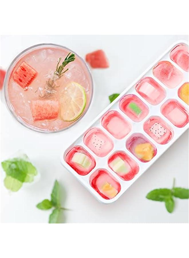 Ice Cube Trays 4 Pack, 56 pcs Silicone Ice Cubes Tray Maker with Spill-Resistant Removable Lid, Easy Release u0026 Pop out, LFGB and BPA Free, Stackable Flexible, for Baby Food, Cocktail, Coffee - Image 2