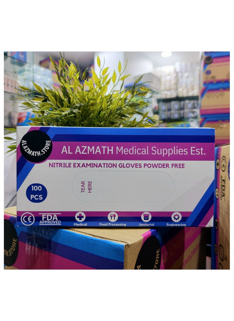 متجر العزماث - ALAZMATH.STORE قفازات خالية من البودرة النتريل - حجم متوسط ​​- عبوة بها 100 قفاز - Image 1